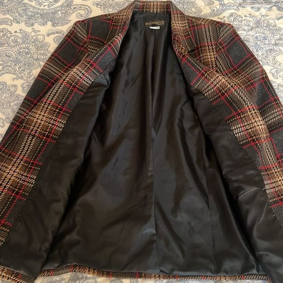 Requirements Plaid Preppy Wool Blend Lux Timeless Classic Equestrian Blazer 8P - Picture 3 of 12
